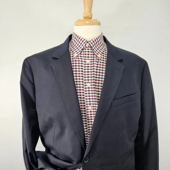 Bonobos Men's Sport Coat Blazer Two Button Navy Wool Spandex Athletic Fit 48R - Picture 6 of 16